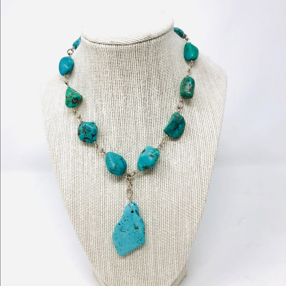 Sterling Silver, turquoise or howlite boho choker necklace